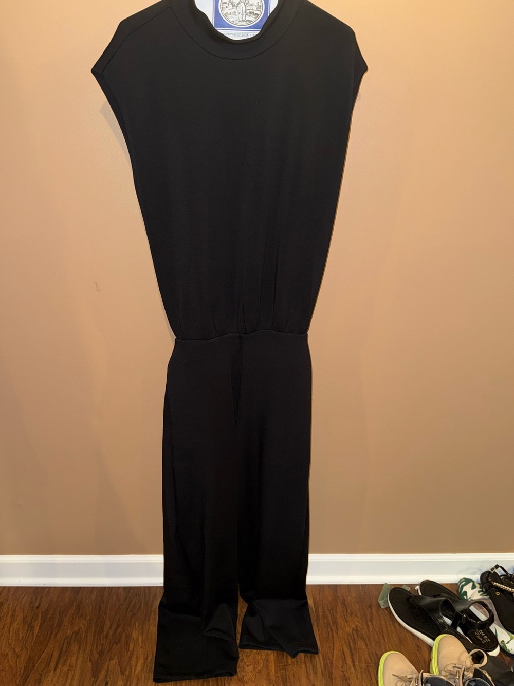 SPANX Black Sleeveless Wide-Leg Jumpsuit with Crew Neck